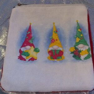 Gnome for the Holidays - small, upcycled, zipped purse