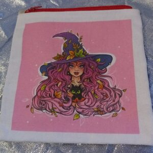 The Pink-Hued Leaf-witch Pouch - a small, one of a kind, zipped, purse