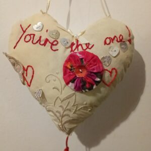 You're the one - a hanging heart with a whimsical ‘love note’