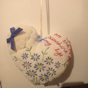 You are the sunshine of my life - a hanging heart with a whimsical 'love note'