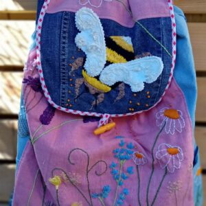 'Blossom & Bumble' –  an original backpack from JJ's new,  'Wandering Meadow' Collection